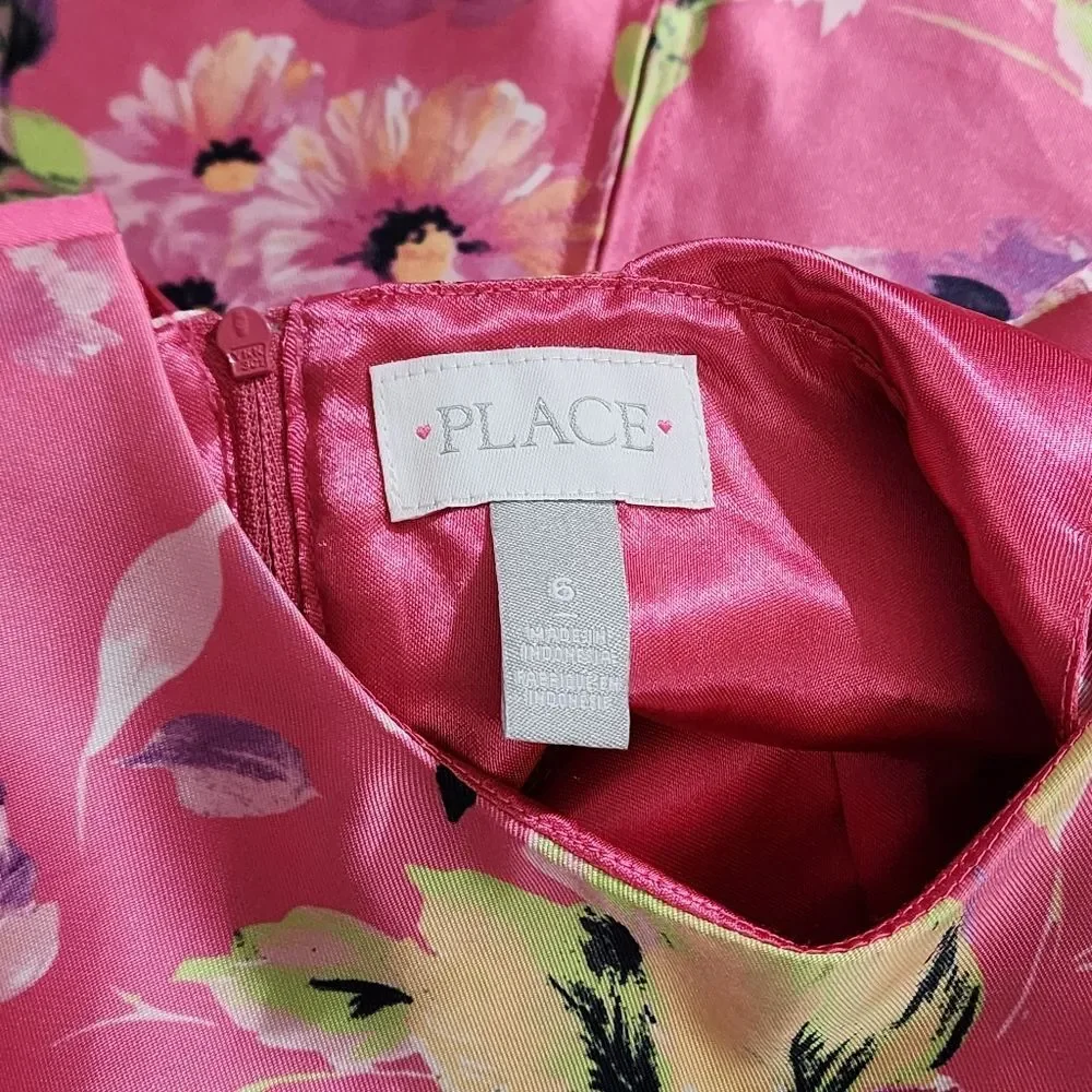 Girls Elegant Floral Magenta Pleated Easter Dress Cardigan & Headband Set Size 6
